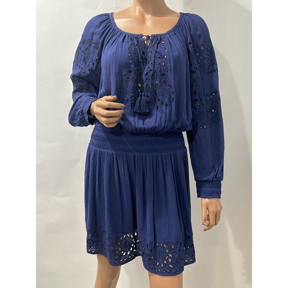 alice and olivia dress size 4 navy elastic waist %100 viscose - Picture 1 of 12